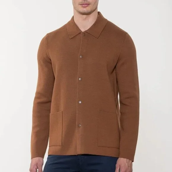 American Heritage Orange Birdseye Sweater Cardigan